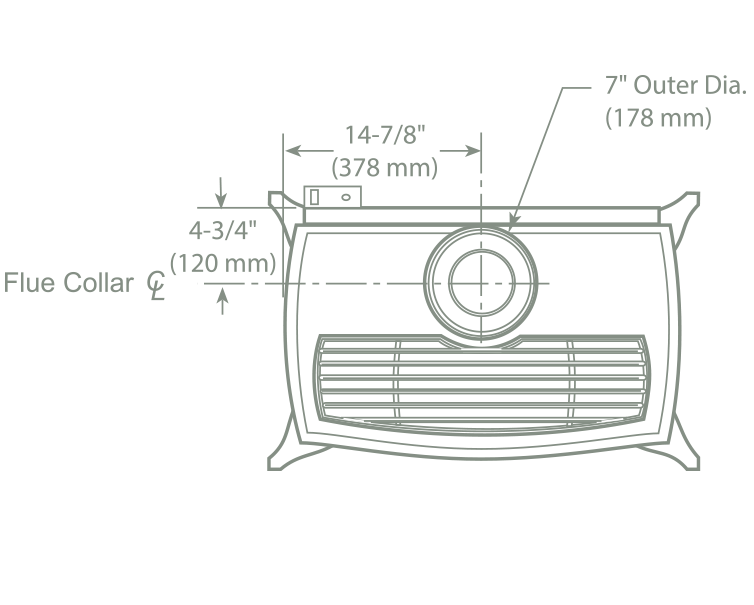 Radiance Direct Vent Gas Stoves by Vermont Castings spec radiance dv dimension topview