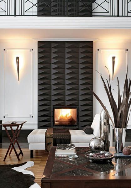 Modern Fireplace Ideas Fresh Contemporary Interior Design Black & White Living Room Via