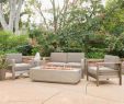 Modern Outdoor Fireplace Luxury Cape Coral Silver 5 Piece Aluminum Patio Fire Pit Conversation Set with Khaki Cushions