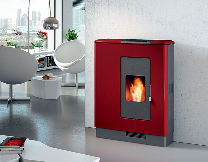 Narrow Electric Fireplace New Piazzetta P936 Pelletstove with A Mere 28 Cm Profile