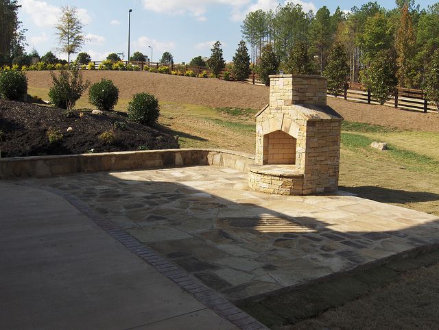 North atlanta Fireplace New Crab orchard Flagstone Patio Stack Chimney