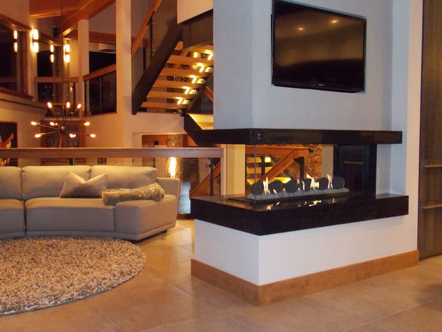 Open Fireplace Inspirational 3 Sided Fireplace Design