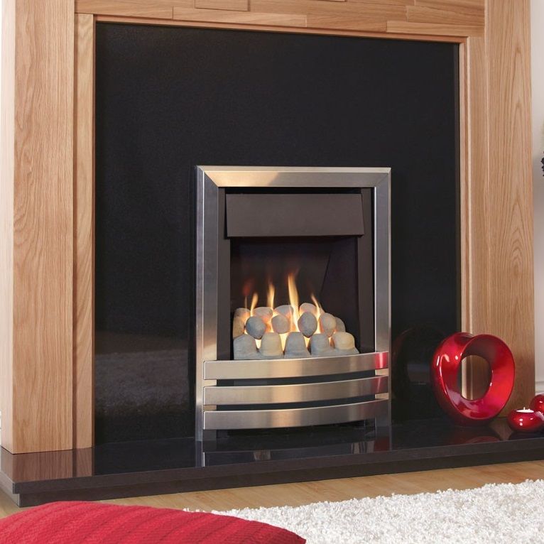 Ortal Fireplace Luxury Flavel Windsor Contemporary Pebble Manual Brushed Steel In