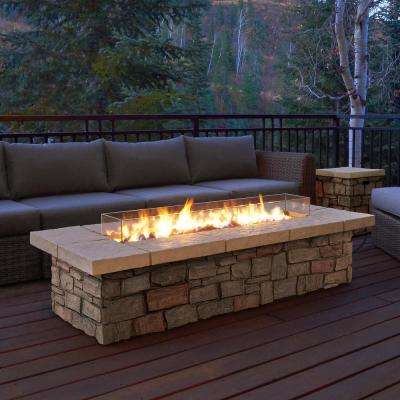 Sedona 66 in x 19 in Rectangle Fiber Concrete Propane Fire Pit in Buff with Natural Gas Conversion Kit buff real flame fire pits c lp bf 64 400 pressed