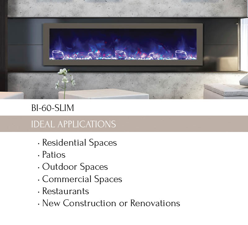 Outdoor Electric Fireplace with Heat Elegant Bi 60 Slim Electric Fireplace Indoor Outdoor Amantii
