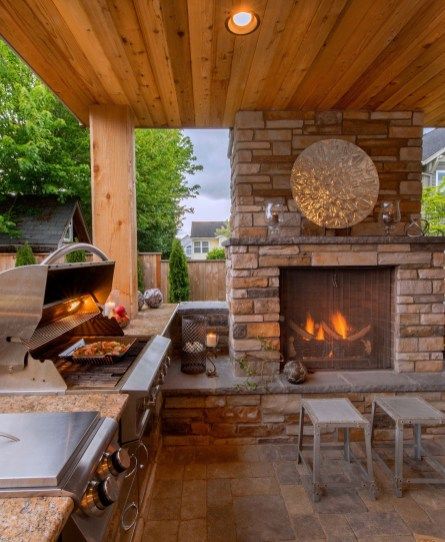 Outdoor Kitchen and Fireplace Inspirational 44 Awesome Ideas to Make Outdoor Kitchen Decoration