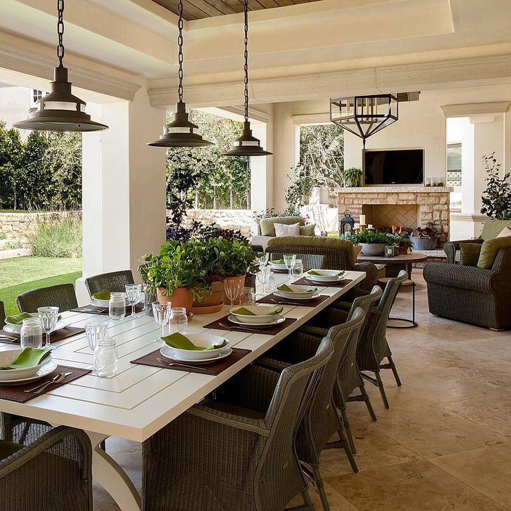 Beautiful outdoor covered porch with large table for dd9ca0ee6ba90b470bbc46c710b