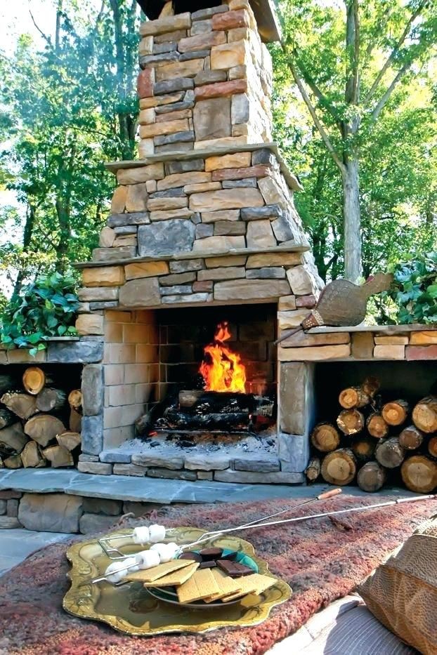 Outdoor Stone Fireplace Beautiful Unique Stacked Stone Outdoor Fireplace Re Mended for You