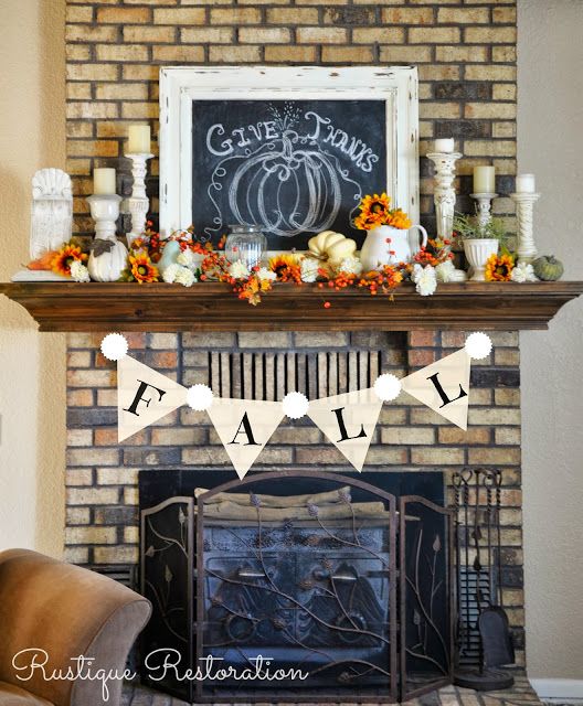 Oversized Fireplace Screens Luxury Fall Mantle Scape and Autumn Home Decor touches at