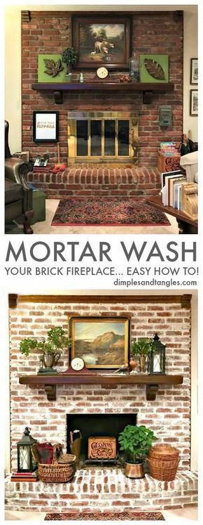 Painted Brick Fireplace before and after Awesome Brick Fireplace Makeover before and after Mortar Wash