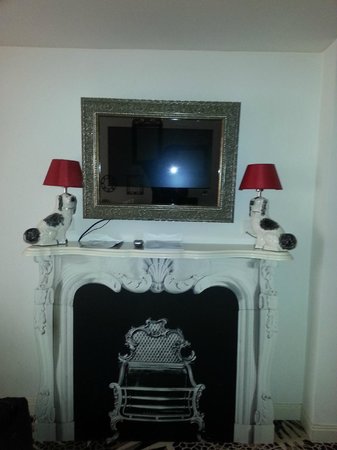 the "fireplace without fire" and the painting deco tv the luxe manor