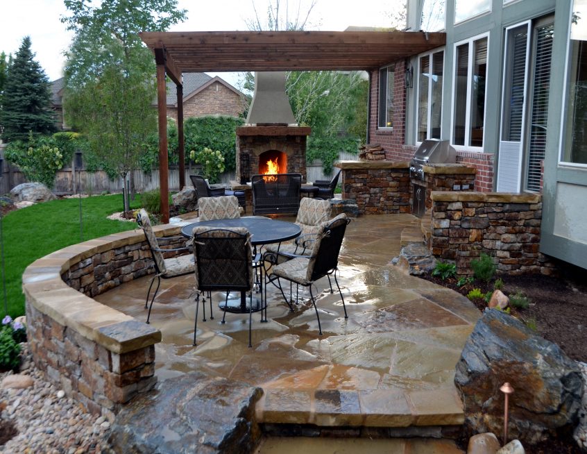 Backyard Outdoor Kitchen Patio Designs Cileather Home outdoor kitchen patio designs cileather home design ideas best top with fireplace flagstone 846x654