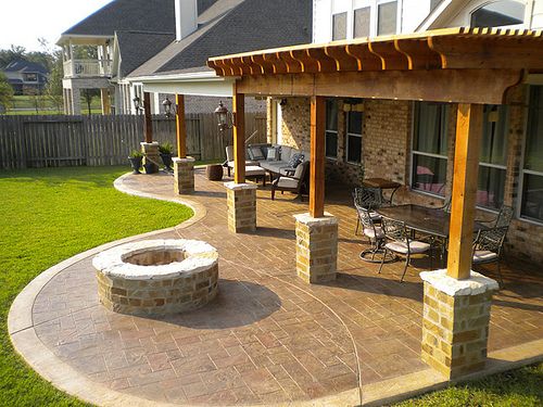 Pergola with Fireplace Best Of Patio Cover and Cedar Pergola with Stamped Concrete and Fire
