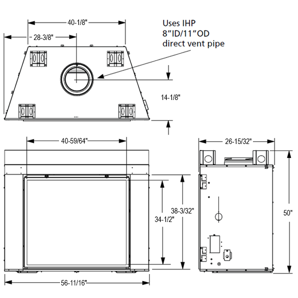 Superior 45 Inch Direct Vent Contemporary Gas Fireplace 6045 dim 596x596