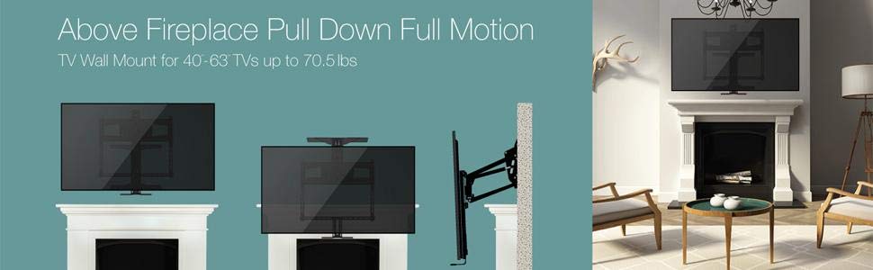 Monoprice Fireplace Pull Down Full Motion Articulating TV Wall Mount Bracket for TVs 40in to 63in Max Weight 70 5lbs VESA Patterns Up to 55fa8fd1 e99a 455e 96d6 64aa638be29b SR970 300