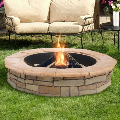 Random Stone Concrete Wood Burning Fire Pit FPs 7f130d56dfbf a157dfa35af6345
