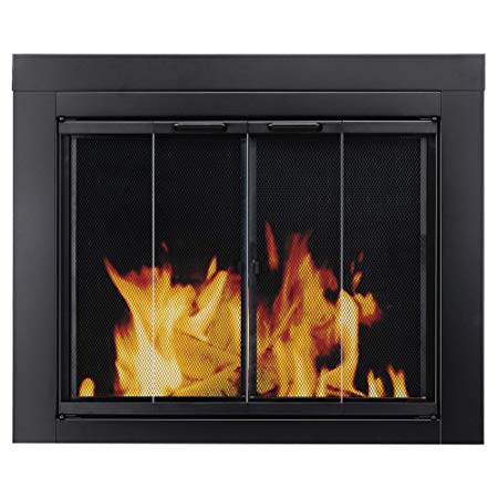 Pleasant Hearth AT 1000 Ascot Fireplace Glass Door Black Small 81JkpIykn0L SY450