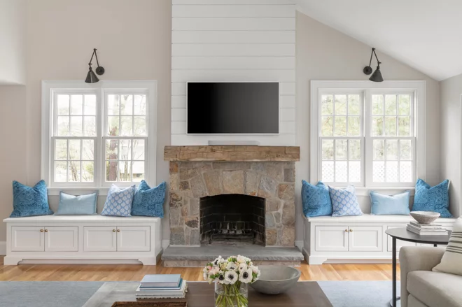 Shiplap Wall with Fireplace Lovely Kitchen Of the Week Coastal Colors and A Better Flow