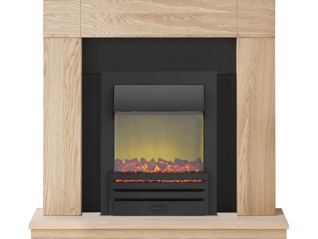 adam malmo fireplace suite in oak with eclipse electric fire in black 39 inch