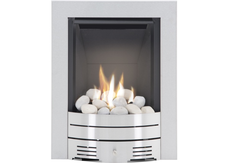 The Diamond Contemporary Gas Fire in Brushed Steel Pebble the diamond contemporary gas fire in brushed steel pebble bed by crystal