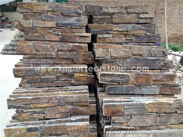 Stacked Stone Veneer Fireplace Lovely Rusty Culture Slate Wall Cladding for Garden Waterfall 2 5 3 5