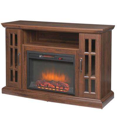Edenfield 48 in Freestanding Infrared Electric Fireplace TV Stand in Burnished Walnut burnished walnut home decorators collection fireplace tv stands 239 118 121 y 64 400 pressed