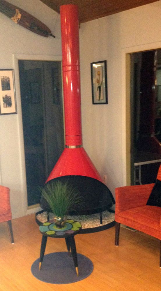 Stand Alone Fireplace Beautiful Mid Century Modern Cherry Red Preway Retro Cone Freestanding