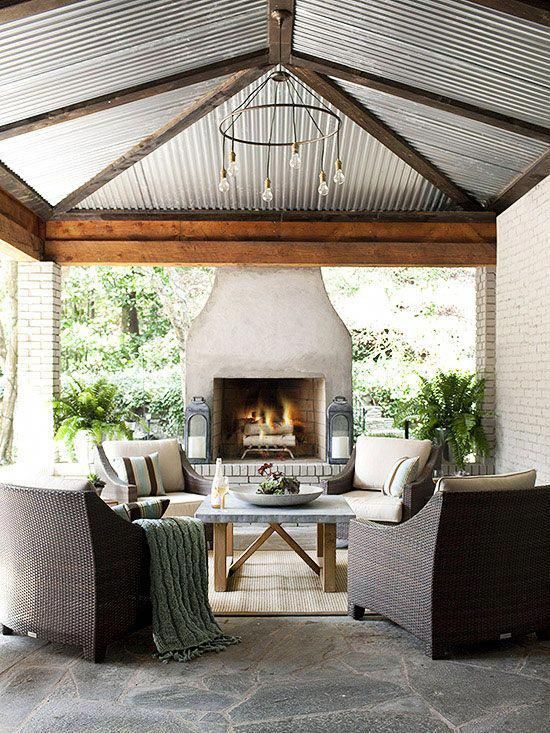 A stucco finish fireplace adds textural interest to this 4c7b0dd afcd3beb ee61