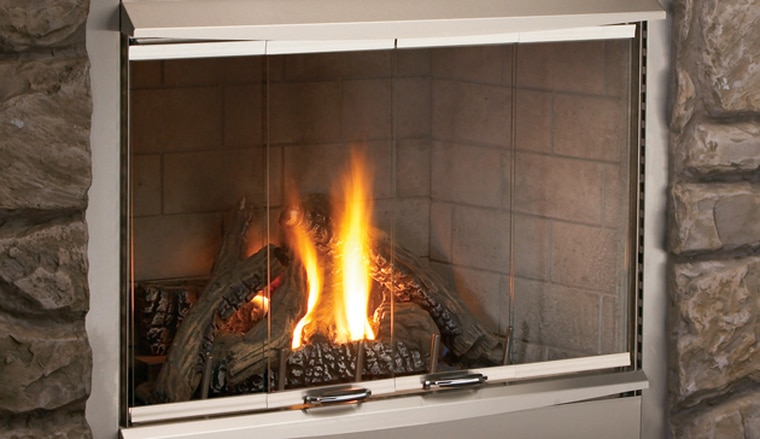 Superior 42" Stainless Steel Outdoor Gas Fireplace Front Open VRE4300 03