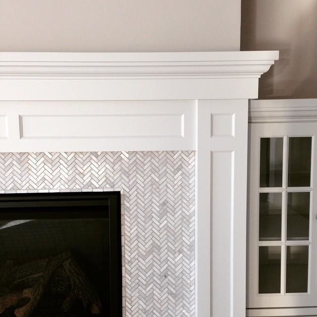 Tile In Front Of Fireplace Elegant Hampton Small Herringbone Marble Mosaic Tile …