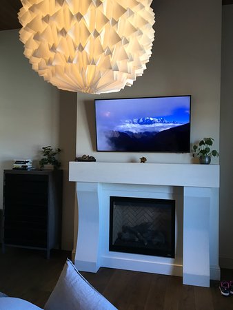 Flat screen television above gas fireplace Picture of flat screen television
