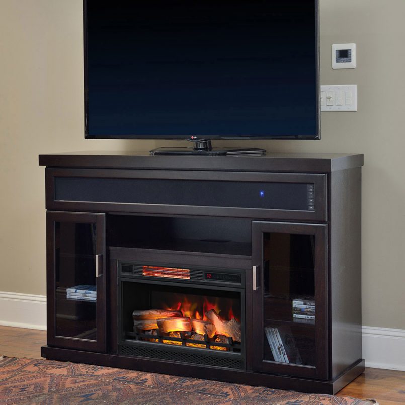 entertainment center with fireplace lowes and soundbar 805x805