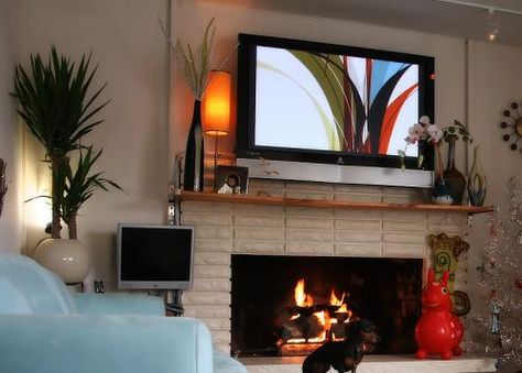 Tv Stand Over Fireplace Awesome Fireplace W Tv Above and Simple Wooden Shelf Clean Design