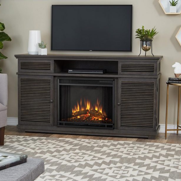 entertainment center with fireplace at lowes and mini fridge 615x615