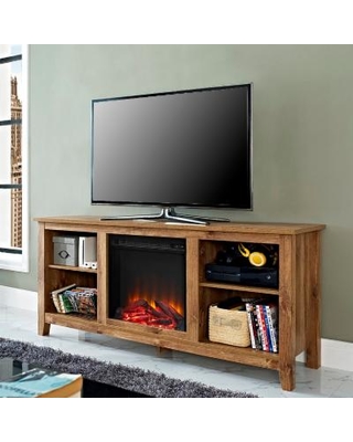 58 barnwood tv stand w fireplace insert walker edison w58fp18bw