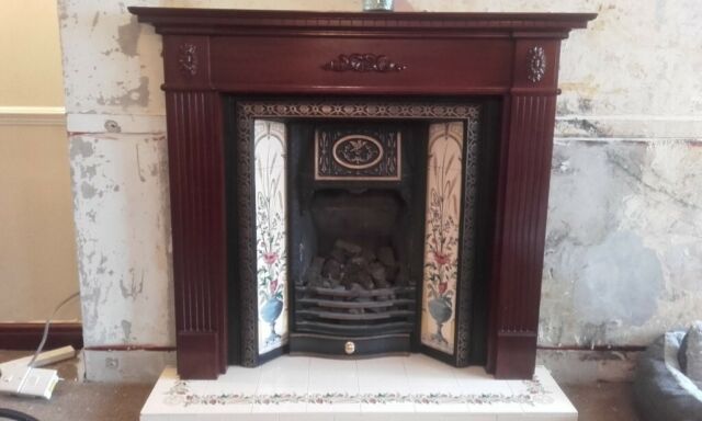 Victorian Gas Fireplace Insert Elegant Fireplace with Mahogany Surround Mantlepiece Gad Fire and Bictorian Style Tiled Hearth and Backing In ashton In Makerfield Manchester