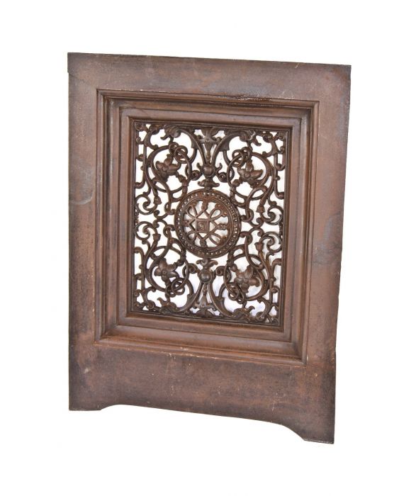 richly ornate original 19th century american victorian era perforated cast iron interior residential fireplace summer cover 003n 2