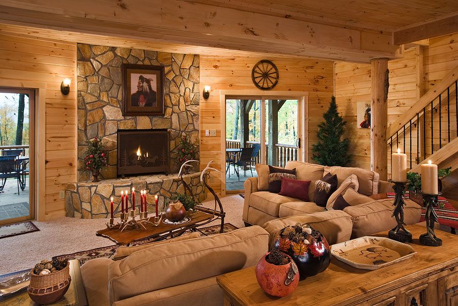 Walk In Fireplace New Gas Fireplace Carpeted Walk Out Basement with Rustic Pine