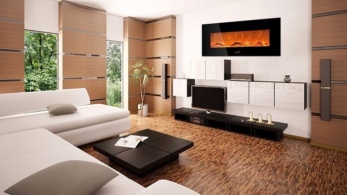 Ivation 50 Wall Mounted Glass Electric Fireplace