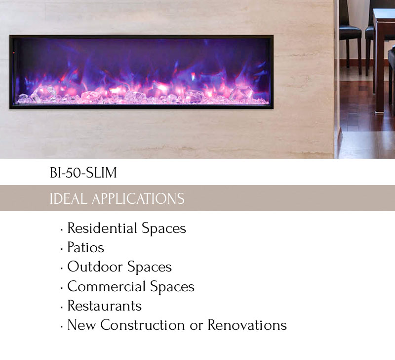 Wall Mounted Fireplace Heater Elegant Bi 50 Slim Electric Fireplace Indoor Outdoor Amantii