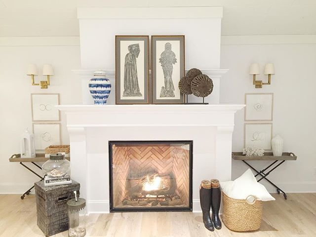 Transitional white mantel fireplace decor 0d3029c a f39d377b0f
