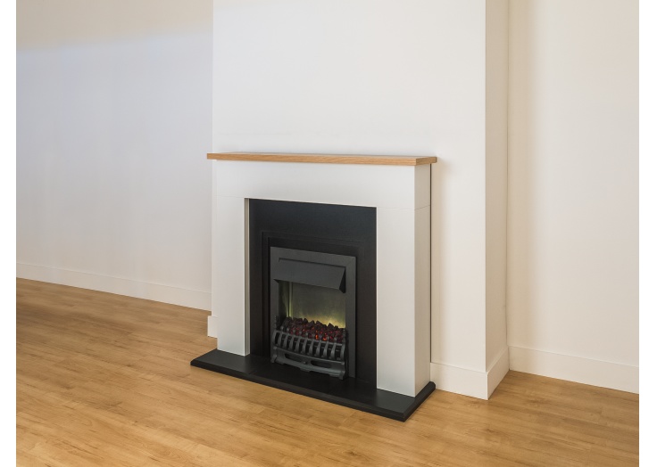 Adam Innsbruck Fireplace Suite in Pure White with Blenheim adam innsbruck fireplace suite in pure white with blenheim electric fire in black 48 inch