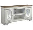 White Tv Console with Fireplace New ashley Furniture Signature Design Realyn Extra Tv Stand with Fireplace Option Farmhouse Chipped White