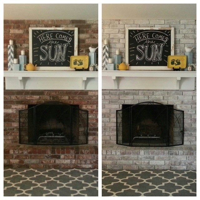 Don t like your dark red fireplace White Wash the brick fd6b8cc477ab54d a532d8fba63a