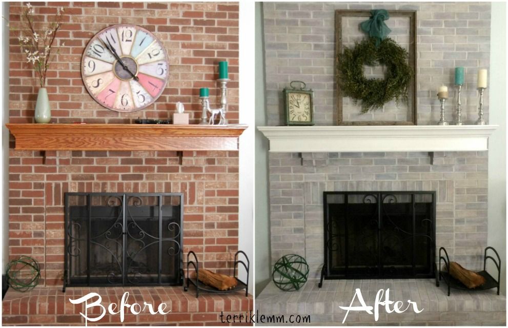 Whitewash Brick Fireplace before and after Unique Whitewashed Brick before and after