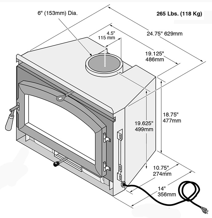 Small Flush Hybrid Fyre Wood Insert Arch