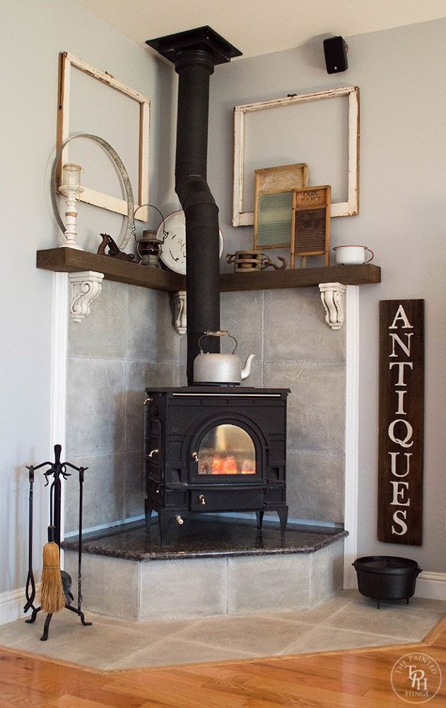 Wood Burning Stoves In Fireplace Fresh Corner Fireplace Mantel Makeover for the Home