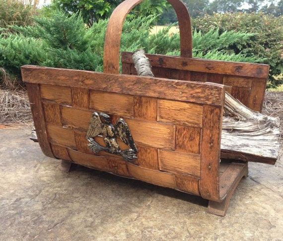 Wood Carriers for Fireplace Awesome Vintage Firewood Holder Dark Brown Woven Wood Basket Eagle