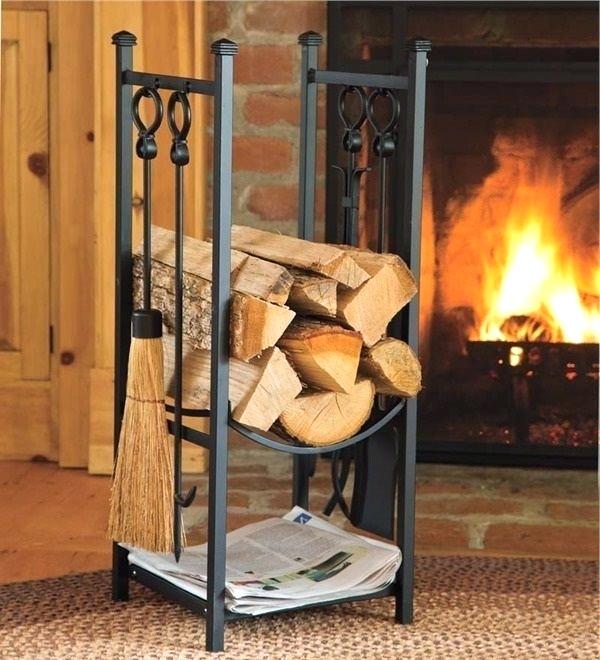 fireplace wood holder with tools indoor firewood rack w fireplace tools log storage kindling hearth accessories