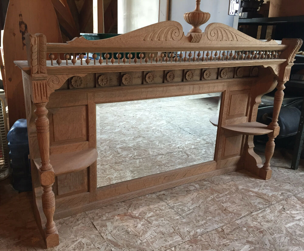 Antique Victorian Quarter Sawn Tiger Oak Fireplace Mantle